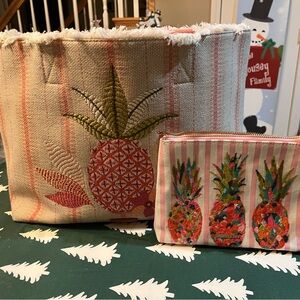 Spartina Tropical Pineapple Tote and Wristlet